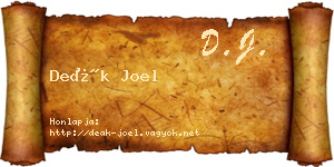 Deák Joel névjegykártya